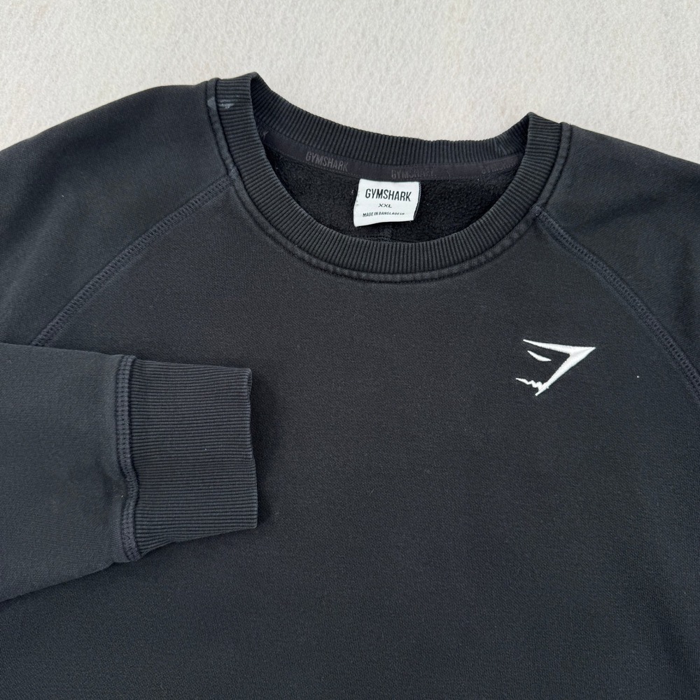 Gymshark Mens XXL Black Crewneck Sweatshirt Raglan Sleeve Fleece Pullover A2A1V